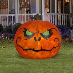 Gemmy 58" Airblown Reaper Pumpkin Inflatable Yard Lawn Decoration