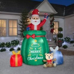 Gemmy Decorations & Props Pop Up Santa In Gift Sack 10' Airblown Christmas Lawn Decoration
