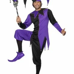 Smiffys USA Costumes Medieval Jester Adult Purple And Black Costume