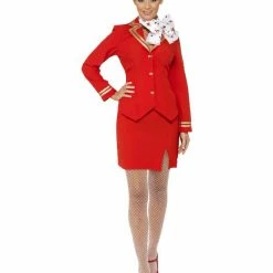 Smiffys USA Trolley Dolly Air Hostess Women's Red Flight Attendant Costume