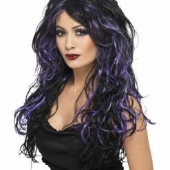 Smiffys USA Gothic Bride Women's Black And Purple Wig