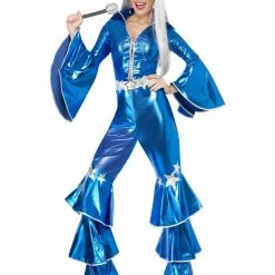Smiffys USA Costumes 1970s Dancing Dream Women's Blue Costume