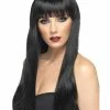 Smiffys USA Beauty Women's Black Straight Long Wig With Fringe Wigs & Beards