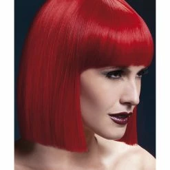 Smiffys USA Wigs & Beards Fever Lola Women's Red Wig Blunt Cut Bob With Fringe
