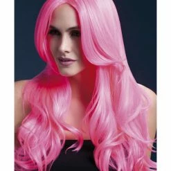 Smiffys USA Khloe Fever Women's Neon Pink Wig Long Wave