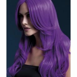 Smiffys USA Khloe Fever Women's Neon Purple Wig Long Wave