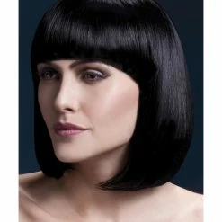 Smiffys USA Elise Women's Black Fever Wig Sleek Bob With Fringe Wigs & Beards