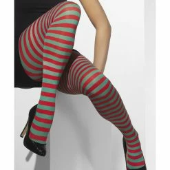 Smiffys USA Accessories Opaque Women's Red And Green Tights