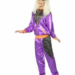 Smiffys USA 80s Retro Womens Purple Shell Suit Costumes