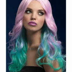 Smiffys USA Khloe Fever Women's Ombre Multi Coloured Mermaid Wig