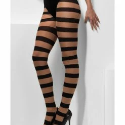 Smiffys USA Opaque Striped Black And Natural Women's Tights