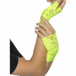 Smiffys USA 80s Fingerless Lace Neon Green Women's Gloves
