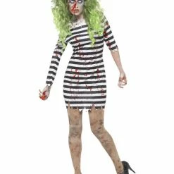 Smiffys USA Zombie Jailbird Prisoner Women's Costume