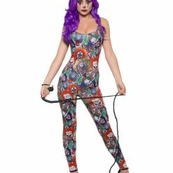 Smiffys USA Costumes Fever Creepy Clown Women's Bodysuit Costume