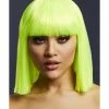 Smiffys USA Fever Lola Women's Neon Lime Wig Blunt Cut Bob With Fringe