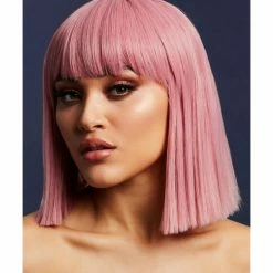 Smiffys USA Wigs & Beards Fever Lola Women's Ash Pink Wig Blunt Cut Bob With Fringe