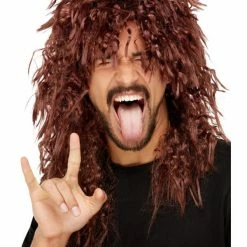 Smiffys USA 80s Hard Rocker Men's Brown Wig