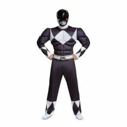Disguise Costumes Power Rangers Mighty Morphin Black Ranger Classic Muscle Adult Costume