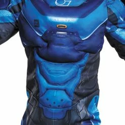 Disguise Halo 2 Blue Spartan Classic Child Muscle Costume And Mask