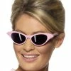 Smiffys USA 1950's Costumes 50s Flyaway Style Rock & Roll Women's Pink Sunglasses
