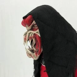 Zagone Studios Predator Purple, Fanged Monster Latex Face Mask With Attached Silver Lined Hood Masks