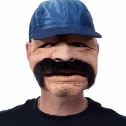 Zagone Studios Robert No Dinero, Old Man Latex Face Mask With Attached Hat And Mustache Masks
