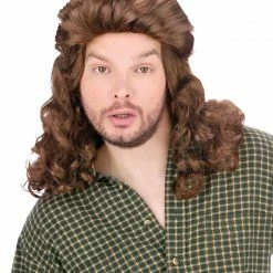 Fun World Wigs & Beards Mullet Perm Wig Brown