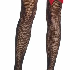 Leg Avenue Fishnet Thigh Highs With Playing Card Bows