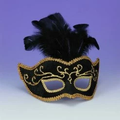Forum Novelties Half Style Mask Bk W Gold Trim Masks