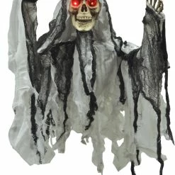 Morris Costumes Decorations & Props Skeleton Reaper Hanging Light Up Eyes Prop