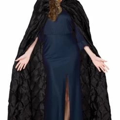 Underwraps Accessories Black Hooded Cape Taffeta Pintuck One Size
