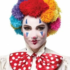 Seasonal Visions Pom Pom Multi Coloured Clown Wig Rainbow Wigs & Beards