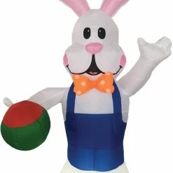 Morris Costumes Easter Inflatable Bunny With Egg 7ft LED Airblown Yard Decor Decorations & Props