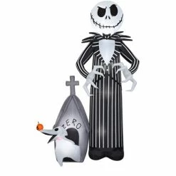 Gemmy Nighmare Before Christmas - Jack Skellington And Zero 9ft Airblown Outdoor Yard Decor