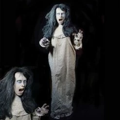 Distortions Decorations & Props Nightfright Creepy Standing Zombie Girl Animatronic Prop Life Size