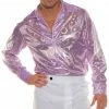 Underwraps 70s Men's Disco Shirt Purple Circles