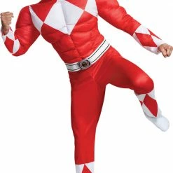 Disguise Costumes Power Rangers Mighty Morphin Men's Red Classic Muscle Costume & Mask