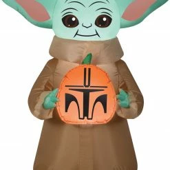 Gemmy 42" Airblown The Child From The Mandalorian With Pumpkin Sack Inflatable Yard Decor