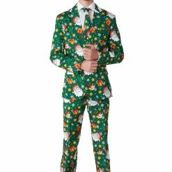 Suitmeister Suits & Blazers Santa Elves Green Patterned Men's Suit