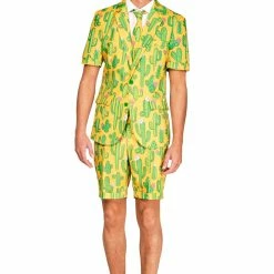 Suitmeister Suits & Blazers Summer Short's Sunny Yellow Cactus Patterned Suit