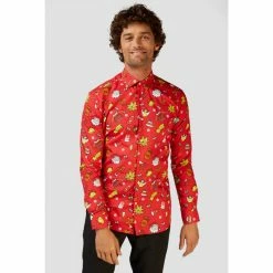 OppoSuits Christmas Doodle Red Men's Christmas Shirt Suits & Blazers