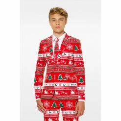 OppoSuits Winter Wonderland Teen Boys Red Christmas Suit Suits & Blazers