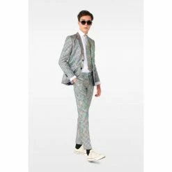 OppoSuits Suits & Blazers Discoballer Silver Disco Ball Teen Boys Suit