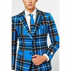 OppoSuits Braveheart, Scottish Blue Plaid Patterned Men's Suit Suits & Blazers